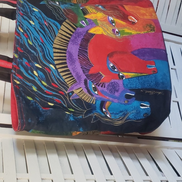 Lauren Burch horse lover multicolor canvas tote bag - Picture 3 of 6